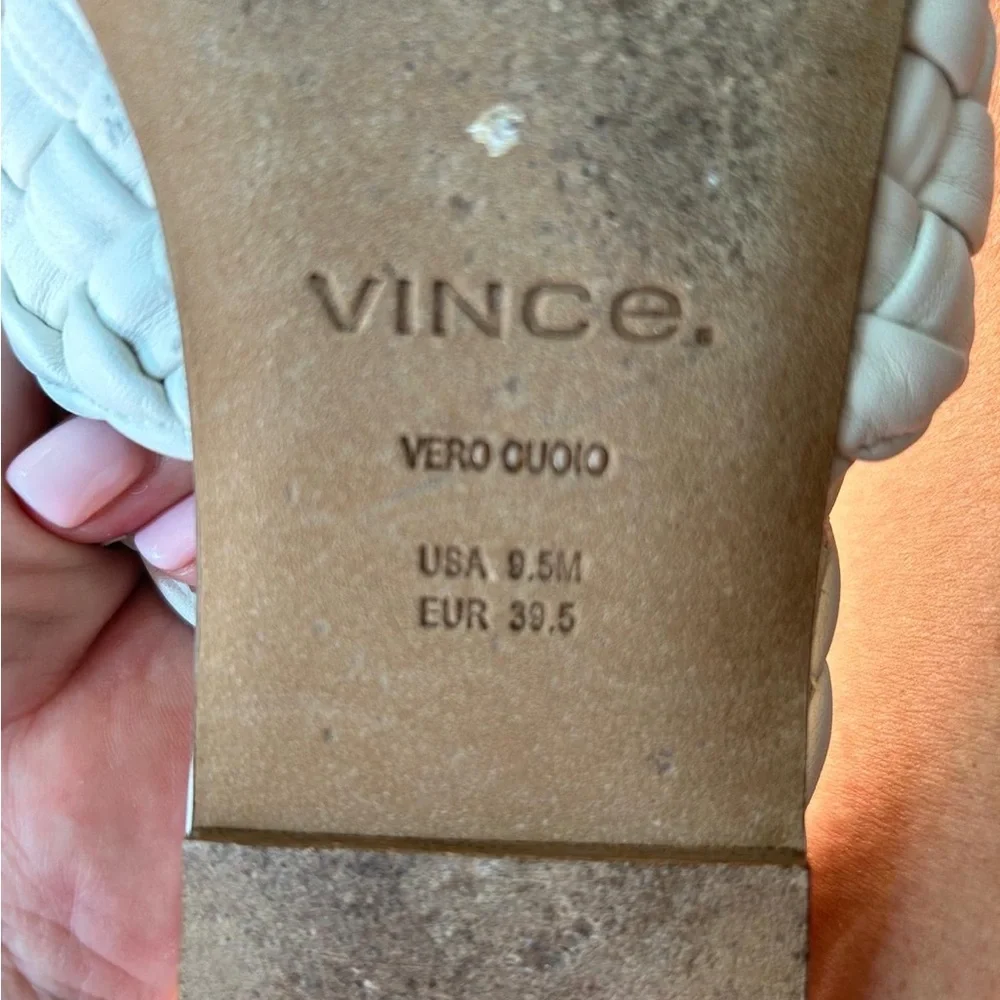 Vince Cadot White Woven Leather Mules Size 9.5 - Picture 4 of 4